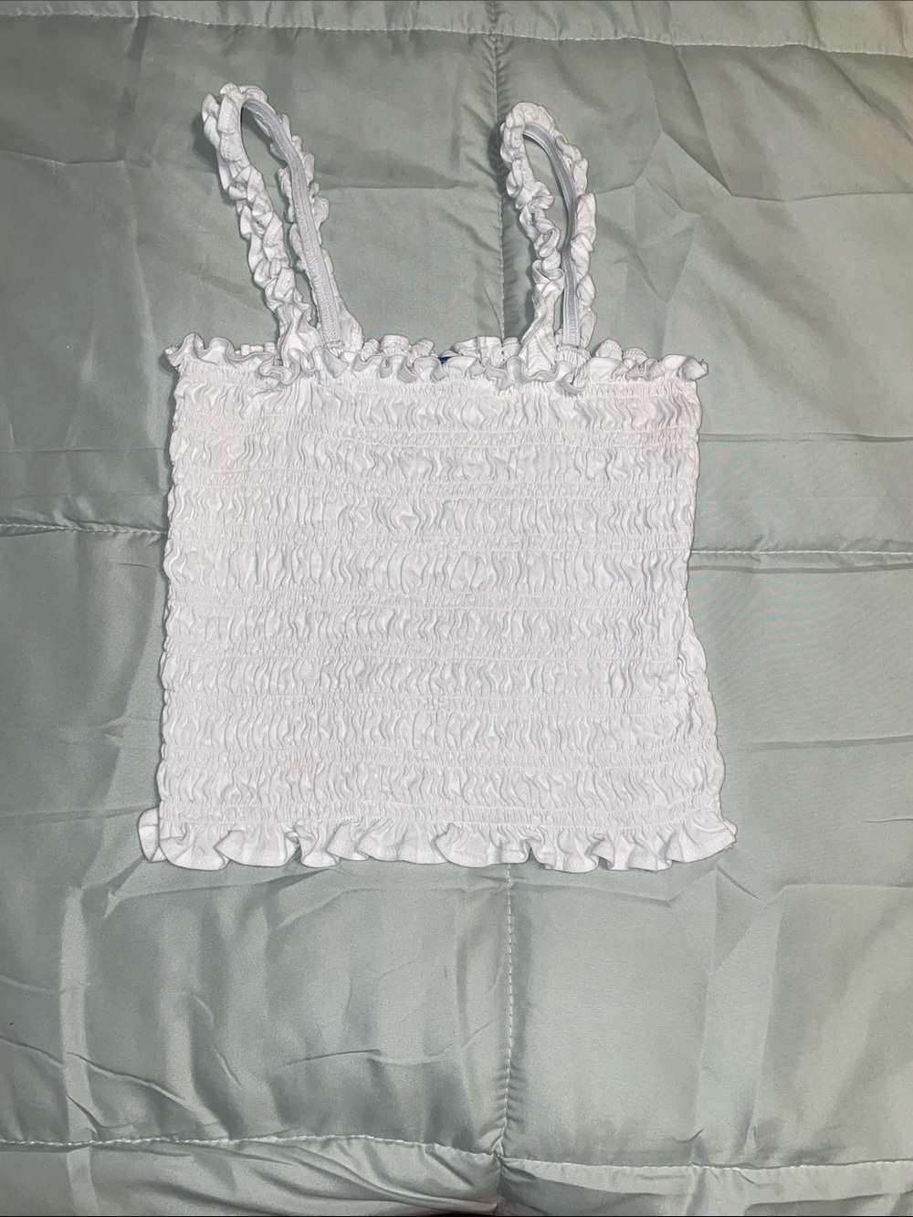Old Navy White Smocked Ruffle Crop top cami